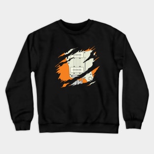 Ripped Electric Guitar Offset Style Orange Color Crewneck Sweatshirt